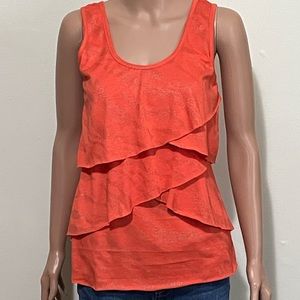 IZBYER Womens Orange Medium Ruffle  Tank